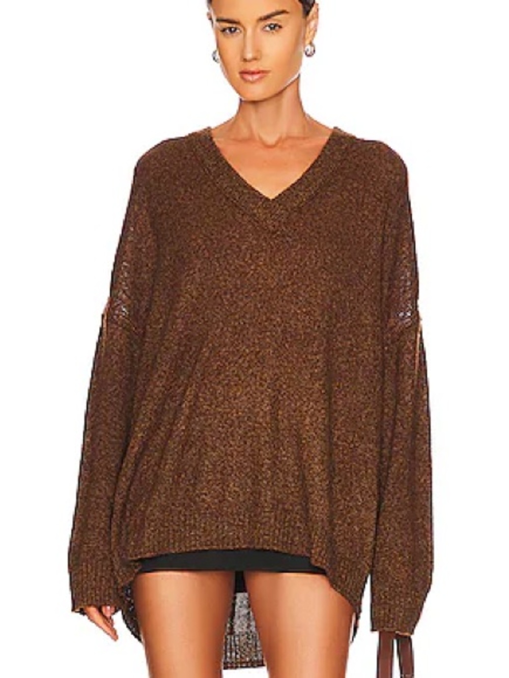 SHOW ME YOUR MUMU Ozzy Oversized Sweater in Chocolate Knit Size Large